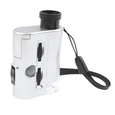 Pocket 30X-60X Microscope with 2-LED Lights / Money Detector Light, 30X-60X