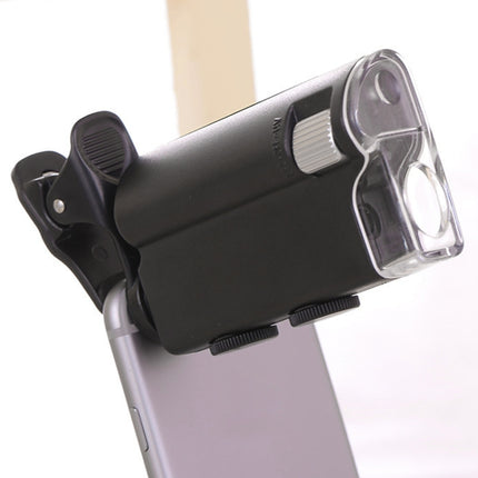 60X-100X Times Phone Microscope Clip Magnifying Jewelry Loupe With LED Light, 60X-100X Clip