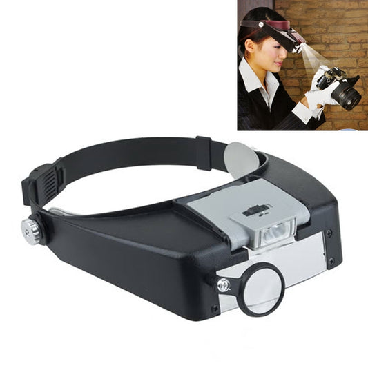 Headband Style 1.5X / 3X / 8.5X / 10X Magnifier with 2 LED Lights, MG81007-A(Grey)