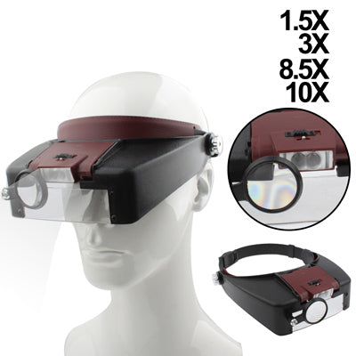 Headband Style 1.5X / 3X / 8.5X / 10X Magnifier with 2 LED Lights, MG81007-A(Brown), MG81007-A(Grey)