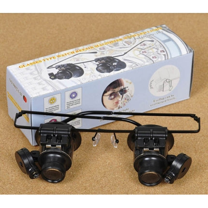 20X Glasses Type Watch Repair Loupe Magnifier with LED Light, Dual
