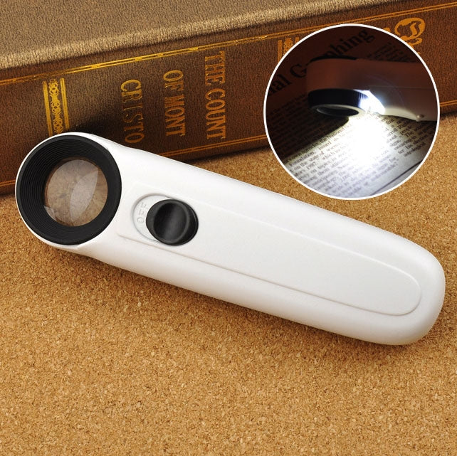 40X Handheld Exclamation Mark Style Magnifier with 2-LED Light, 40X