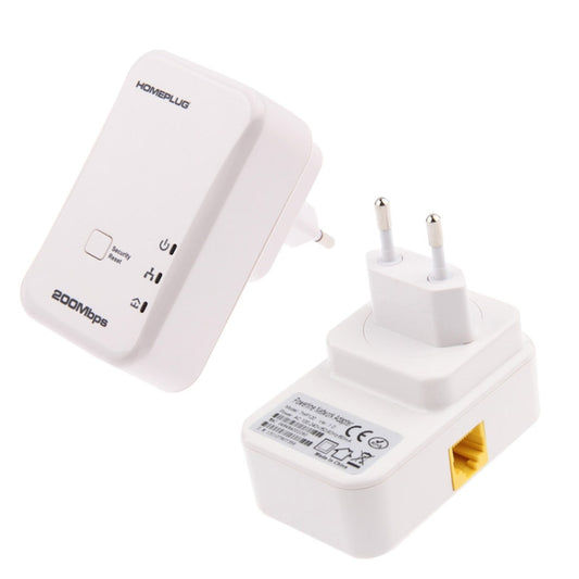 2 PCS 7HP120 200Mbps Powerline Network Mini Homeplug AV Ethernet Bridge, EU Plug, 200Mbps