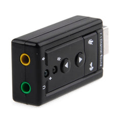 External USB 2.0 7.1 Channel 3D Virtual Audio Sound Card Adapter, Plastic 7.1 Channel Black