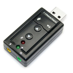 External USB 2.0 7.1 Channel 3D Virtual Audio Sound Card Adapter, Plastic 7.1 Channel Black