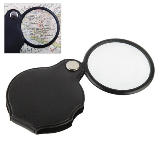 10 PCS 5X 50mm Magnifier Pocket Folding Magnifying Glass Loupe Pocket Spiegel, Leather Folding 5X