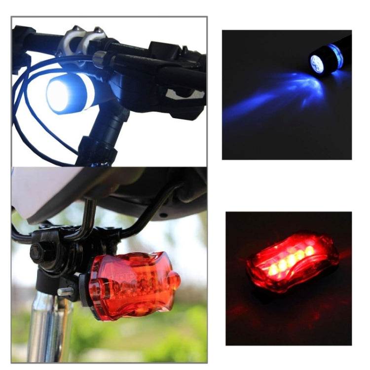 5 LED Water Resistant Bike Bicycle Head Light+ Rear Safety Flashlight, Bicycle Head Light+ Rear Safety Flashlight