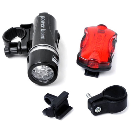 5 LED Water Resistant Bike Bicycle Head Light+ Rear Safety Flashlight