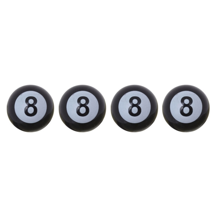 Universal 8mm American Billiards No.8 Ball Style Plastic Car Tire Valve Caps, Pack of 4