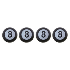 Universal 8mm American Billiards No.8 Ball Style Plastic Car Tire Valve Caps, Pack of 4