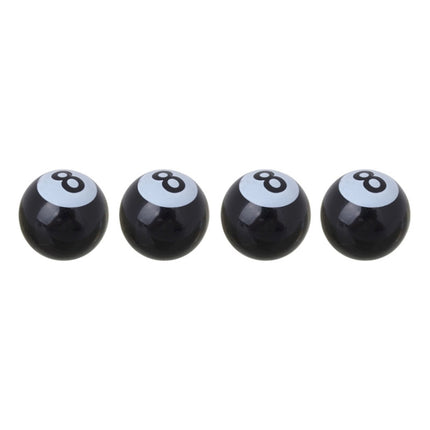 Universal 8mm American Billiards No.8 Ball Style Plastic Car Tire Valve Caps, Pack of 4