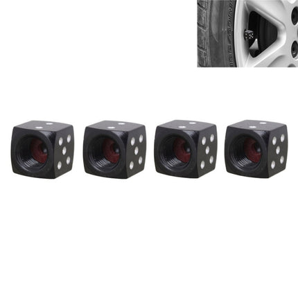 Universal 8mm Dice Style Aluminium Alloy Car Tire Valve Caps, Pack of 4