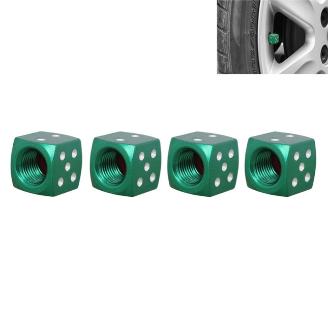 Universal 8mm Dice Style Aluminium Alloy Car Tire Valve Caps, Pack of 4