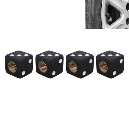 Universal 8mm Dice Style Plastic Car Tire Valve Caps, Pack of 4
