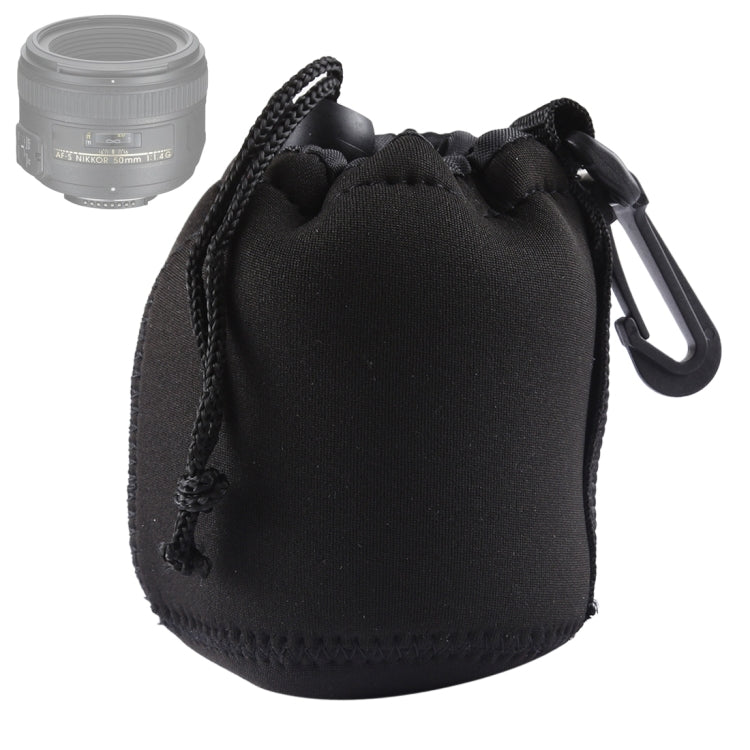 Neoprene SLR Camera Lens Carrying Bag Pouch Bag with Carabiner, Size: 8x10cm