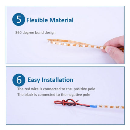 5 PCS Normally-on Style 45 LED 3528 SMD Waterproof Flexible Car Strip Light for Car Decoration, DC 12V, Length: 45cm, 45cm+Ice blue, 45cm+Pink, 45cm+Red, 45cm+White, 45cm+Yellow, 45cm+Dark Blue, 45cm+Green