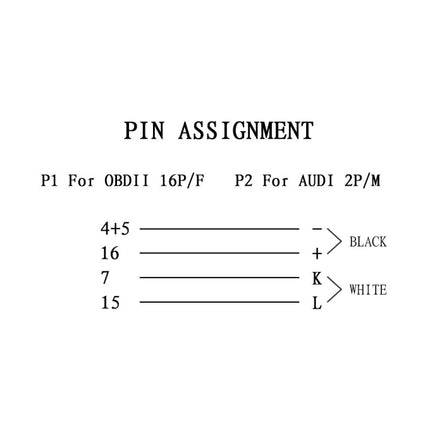 2 x 2 Pin to 16 Pin OBDII Diagnostic Cable for Audi