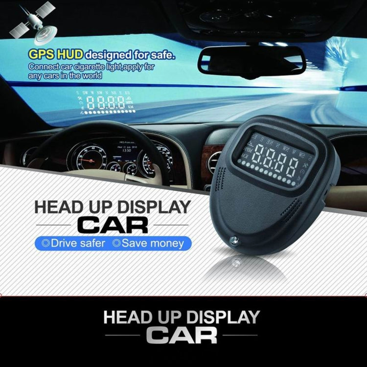 A1 2.0 inch Car GPS HUD Head Up Display Vehicle-mounted Security System, Support Speed & Real Time & Altitude & Over Speed Alarm & Compass & MPH & Auto Sleeping & KM & Satellite Signal