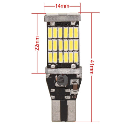 2 PCS T15 W16W 9W 450LM White Light 45 LED 4014 SMD Car Brake Light Reverse Lamp Parking Light Bulb, DC 12V