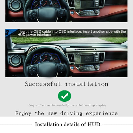 E300 5.5 inch Car OBDII / EUOBD HUD Vehicle-mounted Head Up Display Security System, Support Speed & Fuel Consumption, Overspeed Alarm,  Fuel Consumption, Water Temperature, etc.