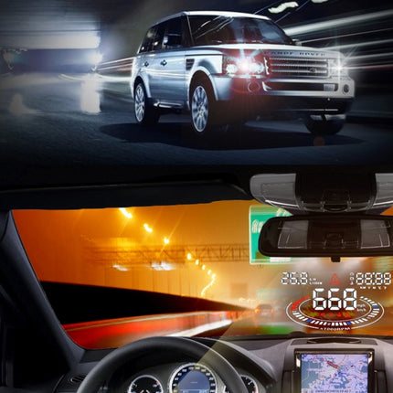 E300 5.5 inch Car OBDII / EUOBD HUD Vehicle-mounted Head Up Display Security System, Support Speed & Fuel Consumption, Overspeed Alarm,  Fuel Consumption, Water Temperature, etc.