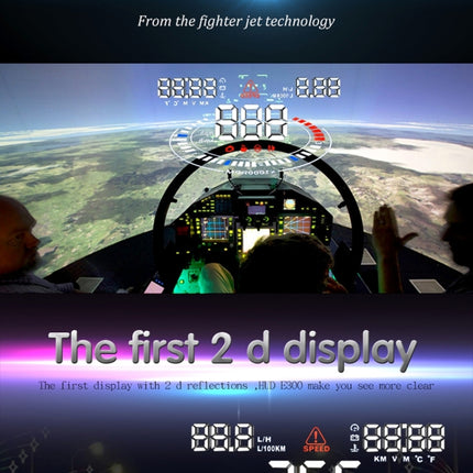 E300 5.5 inch Car OBDII / EUOBD HUD Vehicle-mounted Head Up Display Security System, Support Speed & Fuel Consumption, Overspeed Alarm,  Fuel Consumption, Water Temperature, etc.