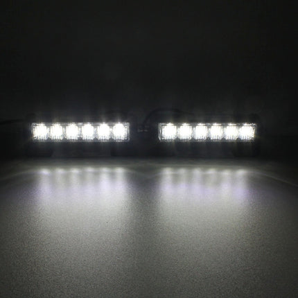 2 PCS  6 inch 6 LED 2 x 18W Car Flash Warning Light Red + Blue Change White Waterproof Emergency Light, DC 12V