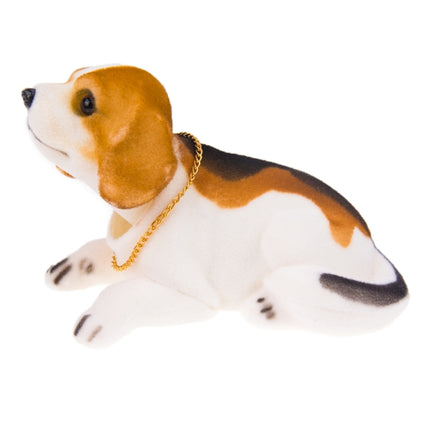 Universal Car Truck Lucky Beagle Dog Doll Shake Head Ornament Vehicle Decor Toy Piggy Bank, with Double Sided Tape
