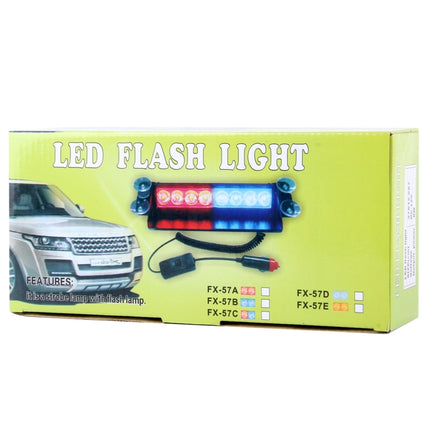 8W 800LM 8-LED 3-Modes Adjustable Angle Car Strobe Flash Dash Emergency Light Warning Lamp with Suckers, DC 12V