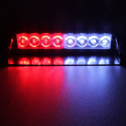 8W 800LM 8-LED 3-Modes Adjustable Angle Car Strobe Flash Dash Emergency Light Warning Lamp with Suckers, DC 12V