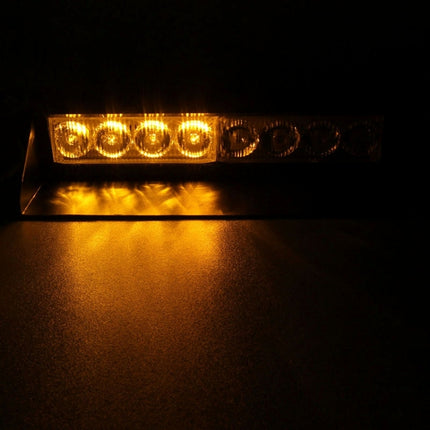8W 800LM 8-LED 3-Modes Adjustable Angle Car Strobe Flash Dash Emergency Light Warning Lamp with Suckers, DC 12V, White + Red, White + Yellow