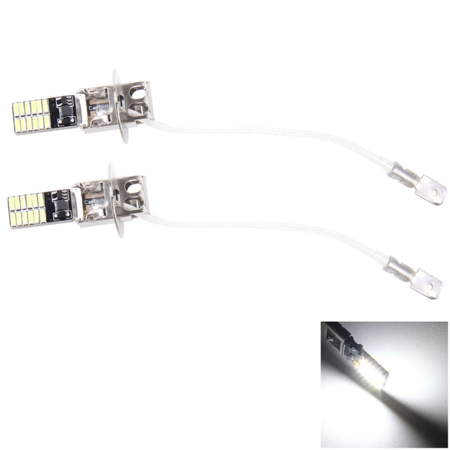 2 PCS H3 4.8W 720LM 6500K White Light 24 LED SMD 4014 Error-Free Canbus Car Clearance Lights Lamp, DC 12V
