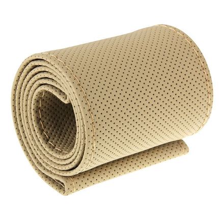 PU Leather Steering Wheel Cover With Needle and Thread, Size: 54x10.5cm