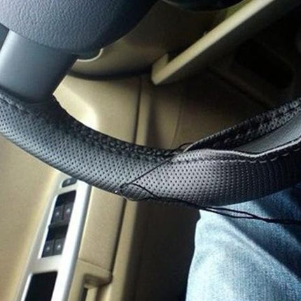 PU Leather Steering Wheel Cover With Needle and Thread, Size: 54x10.5cm