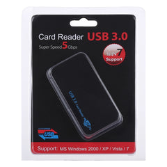 USB 3.0 Card Reader, Super Speed 5Gbps, Support CF / SD / TF / M2 / XD / MS Card, Plastic Shell