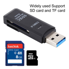 2 in 1 USB 3.0 Card Reader, Super Speed 5Gbps, Support SD Card / TF Card