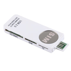 USB Universal Card Reader, Support SD / MMC /SIM / TF Card, White