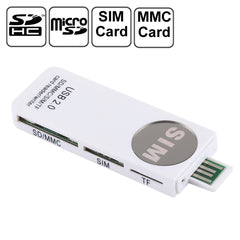 USB Universal Card Reader, Support SD / MMC /SIM / TF Card, White