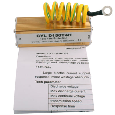 Dispositivo de señal de audio sensible para teléfono de telecomunicaciones, protector contra sobretensiones, protector contra sobretensiones