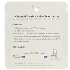 2 PCS 1 Channel Passive Video Transceiver, 1 Channel