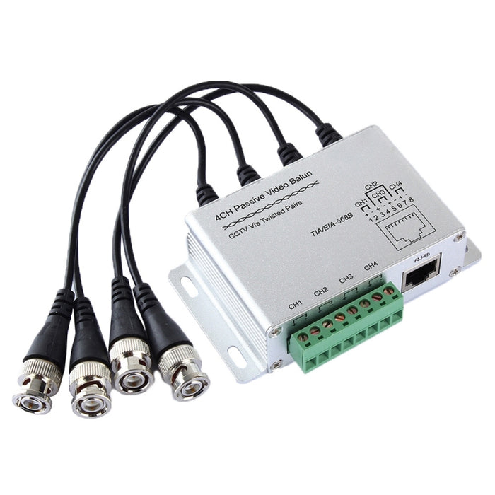 4 CH UTP Passive Video Balun , CCTV Via Twisted Pairs, 4 CH UTP