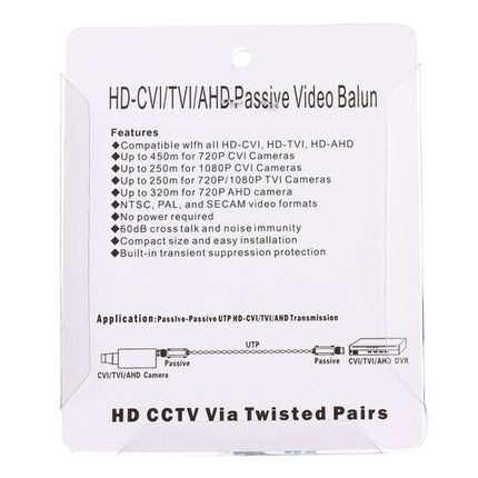 2 PCS 202C-HD CVI/TVI/AHD 1CH Passive Video Balun Coaxial Adapter, 202C-HD