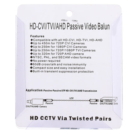 2 PCS HD 202P Coaxial CVI/TVI/AHD 1CH Passive Transceiver Video Balun, 202P