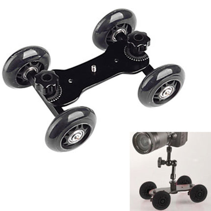 DEBO First Generation Camera Truck / Floor Table Video Slider Track Dolly Car for DSLR Camera / Camcorders, Black