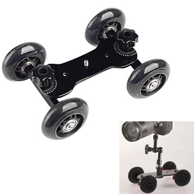 DEBO First Generation Camera Truck / Floor Table Video Slider Track Dolly Car for DSLR Camera / Camcorders, Black