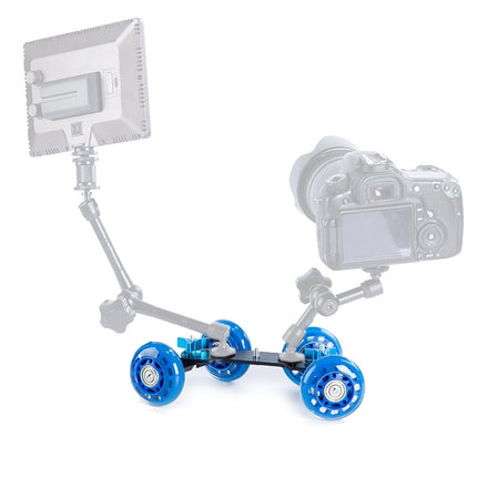 DEBO First Generation Camera Truck / Floor Table Video Slider Track Dolly Car for DSLR Camera / Camcorders, Blue