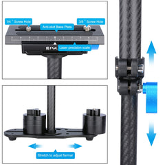 PULUZ 38.5-61cm Carbon Fiber Handheld Stabilizer for DSLR & DV Digital Video & Cameras, Capacity Range 0.5-3kg, S60T Black, S60T Blue, S60T Red, S60T Green, S60T Orange