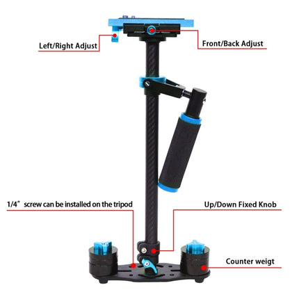 PULUZ 38.5-61cm Carbon Fiber Handheld Stabilizer for DSLR & DV Digital Video & Cameras, Capacity Range 0.5-3kg, S60T Blue