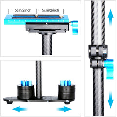 PULUZ 38.5-61cm Carbon Fiber Handheld Stabilizer for DSLR & DV Digital Video & Cameras, Capacity Range 0.5-3kg, S60T Blue