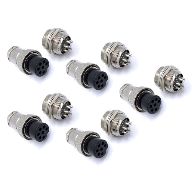 DIY 16mm 7-Pin GX16 Aviation Plug Socket Connector (5 Pcs in One Package, the Price is for 5 Pcs), 7 Pin